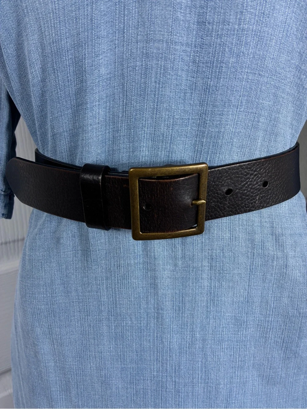 Volpi Concerie Mens Belt Genuine Leather from Italy Chocolate Brown Brass Buckle